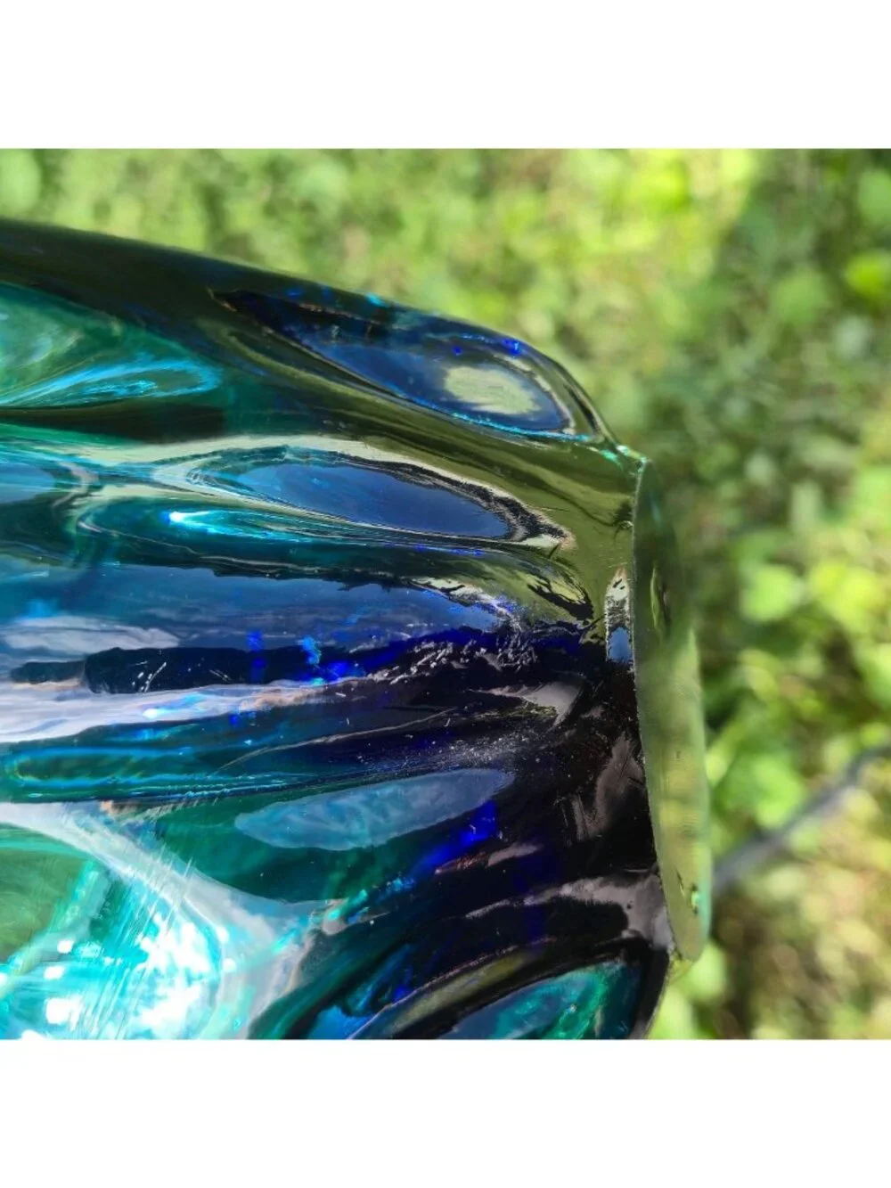 Turquoise Aquamarine Handkerchief Glass Vase MCM Mod Rippled VTG Sculptural Art